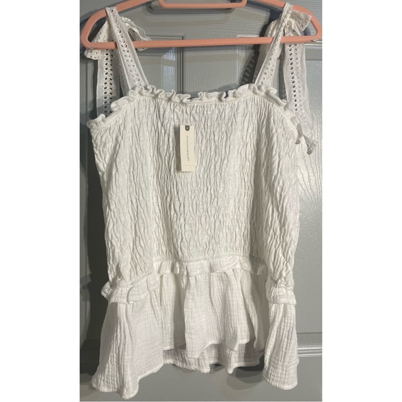 Anthropologie Stephanie Smocked Eyelet Tank With Bows NWT SZ L-XL - Picture 11 of 16